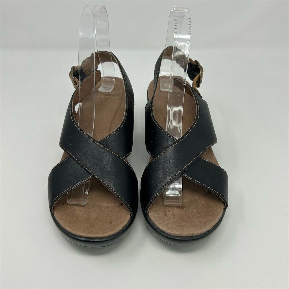 Dansko Jacinda Womens Sandals Black Criss Cross Slingback Wedge Buckle Size 38 - Picture 4 of 13